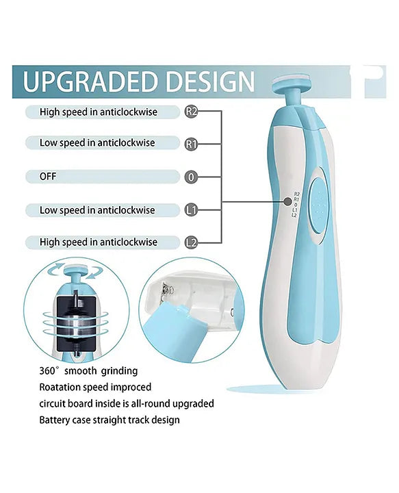 Electric Nail Trimmer for Babies/Infant | With 6 diffrent attachments & "LED" light.